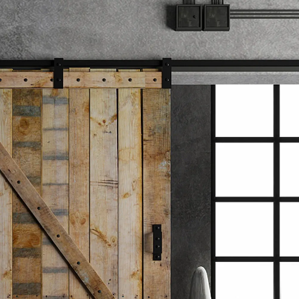 

Комплект из 2 шт. напольных направляющих для раздвижных дверей, усиленные стальные ролики для нижней части двери, регулируемые, плоское крепление без сверления