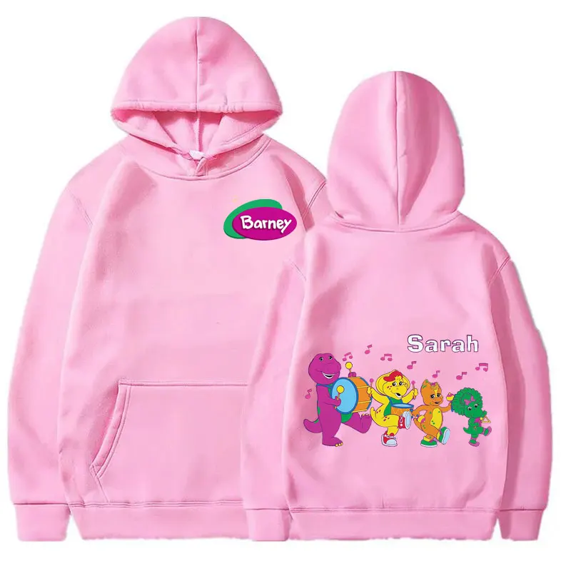 Barney and Friends Hoodie Purple Dinosaur Hooded Family Party Clothes Parent-child Clothing Cute Graphics Autumn Warm Sweatshirt