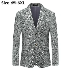 Shiny Gold Sequin Glitter Embellished Blazer Jacket Men Nightclub Prom Suit Blazer Men Costume Homme Stage Clothes for Singers