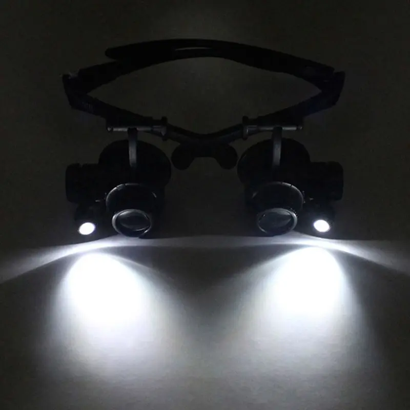 Magnifier Glasses Loupe Eyewear Magnifier With Led Lights Headband Lamp Led Magnifying Glasses 6 Lenses with 2 LED Light