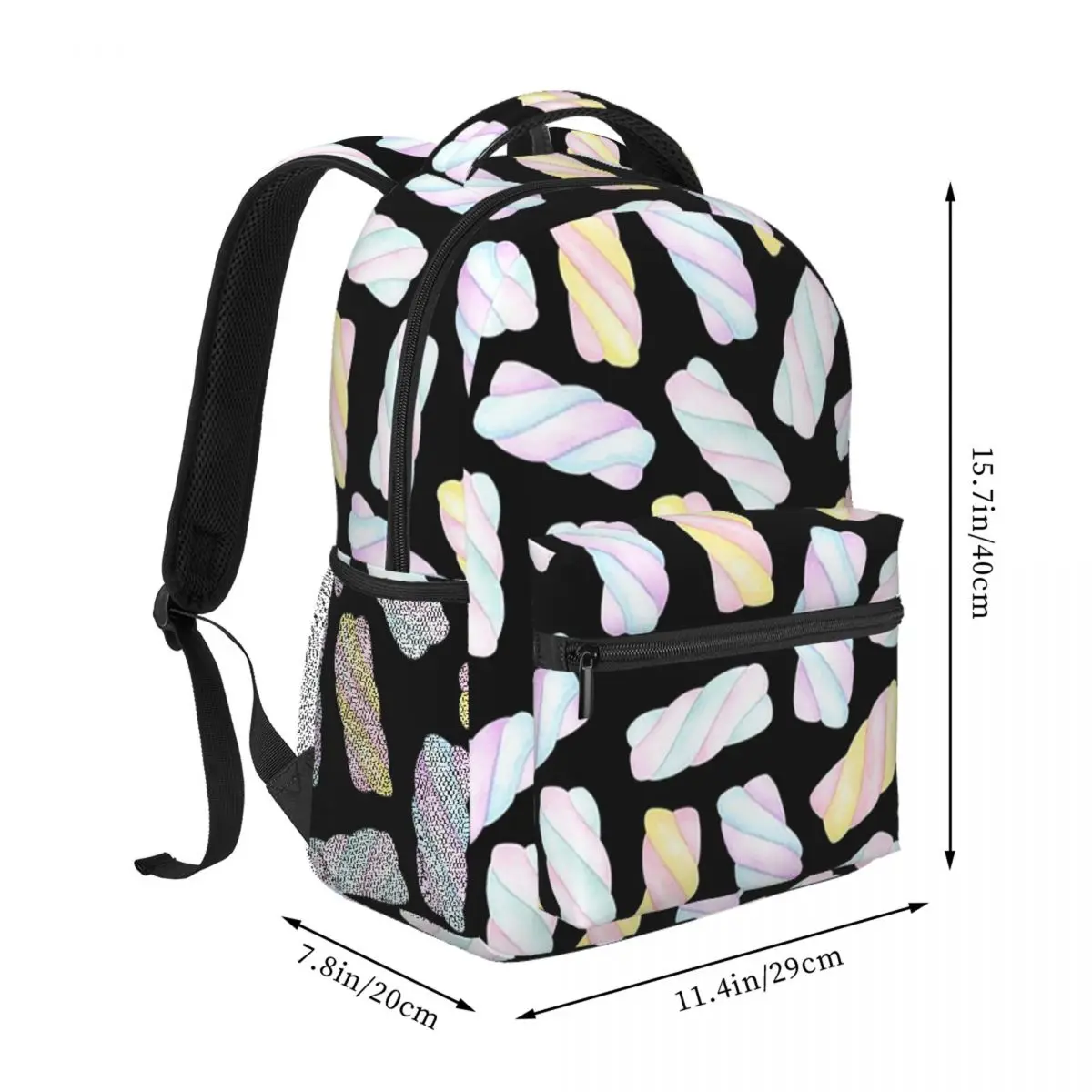Candy Marshmallow Pattern Backpack Student BookBag Kids School Bag Laptop Shoulder Bags for Men Women