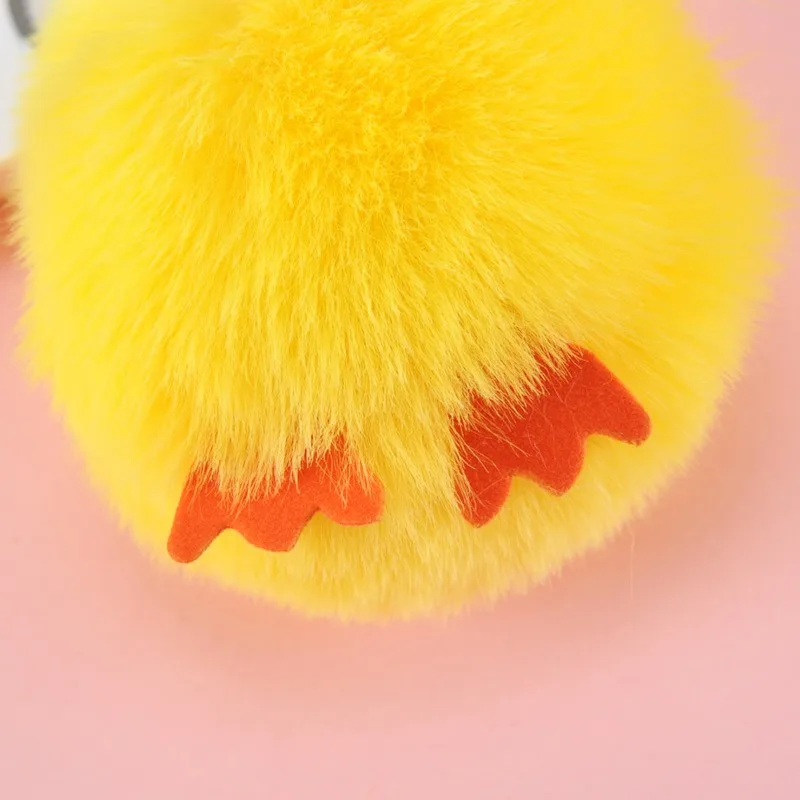 1 unidad de lindo Animal de dibujos animados de piel de visón Mini pato amarillo muñeco de peluche teléfono móvil mochila colgante llavero de piel juguete artesanal regalo para niños
