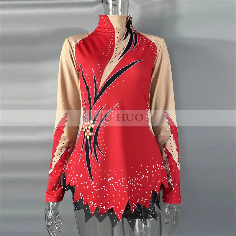 LIUHUO Frauen Mädchen Teenager Anpassen Ballett Kostüm Rot Leistung Wettbewerb Trikot Eis Eiskunstlauf Kleid Tanz Kind Roller