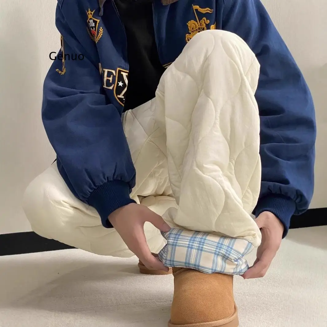 กางเกงขายาวลำลองผ้าฝ้ายสำหรับผู้หญิงไซส์เล็ก รุ่นใหม่ บุขนหนานุ่ม อุ่นสบาย เหมาะสำหรับใส่เป็นเสื้อคลุมด้านนอกในฤดูหนาว