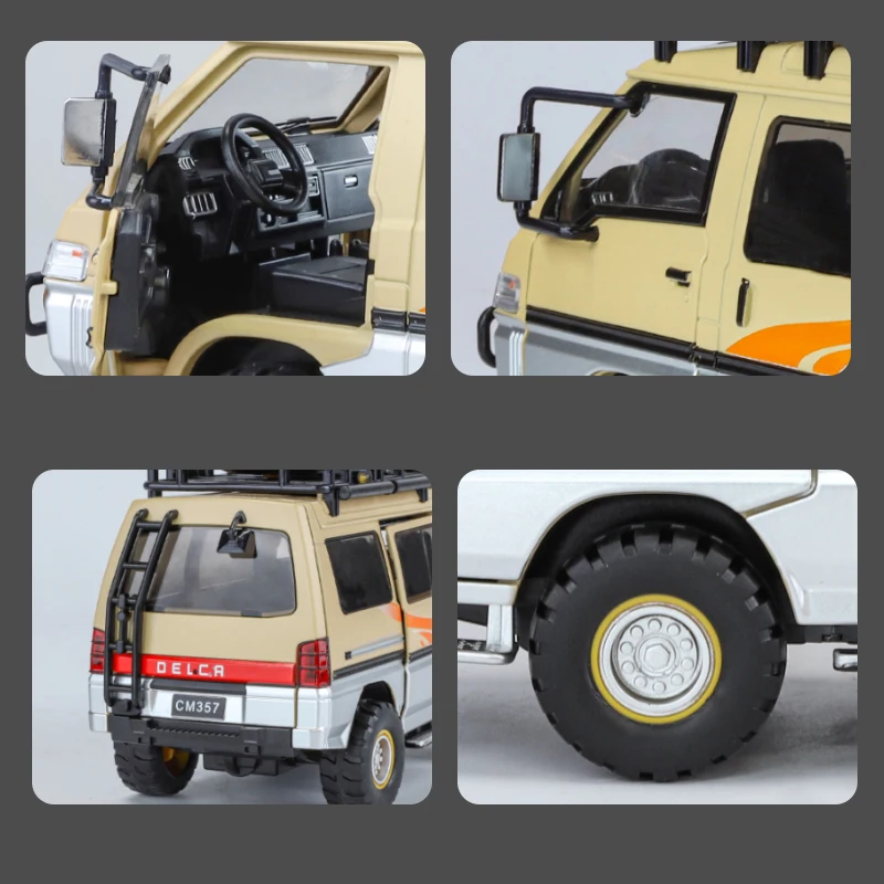 1:24 DELICA Alloy Off Road Diecast Exquisite Models Vehice Toys Metal Material Sound Light Pull Back Kid Gift Collection Ornamen