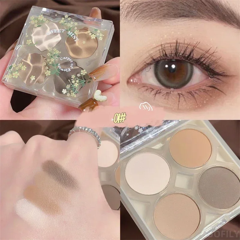 

Heallor 4-color Earth Color Pearlescent Affordable Eye Shadow Palette Glitter Pearly Eyeshadow Palette Fashion Korean Eye Makeup