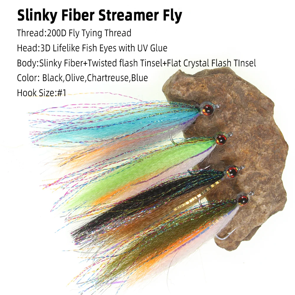 1 Stück/4 Stück Epoxy 3D Fischaugen-Köder, Minnow, Slinky-Faser-Köder, Salzwasser-Streamer, Fliegenfischen, Forellenköder, Angelköder – Detail 2