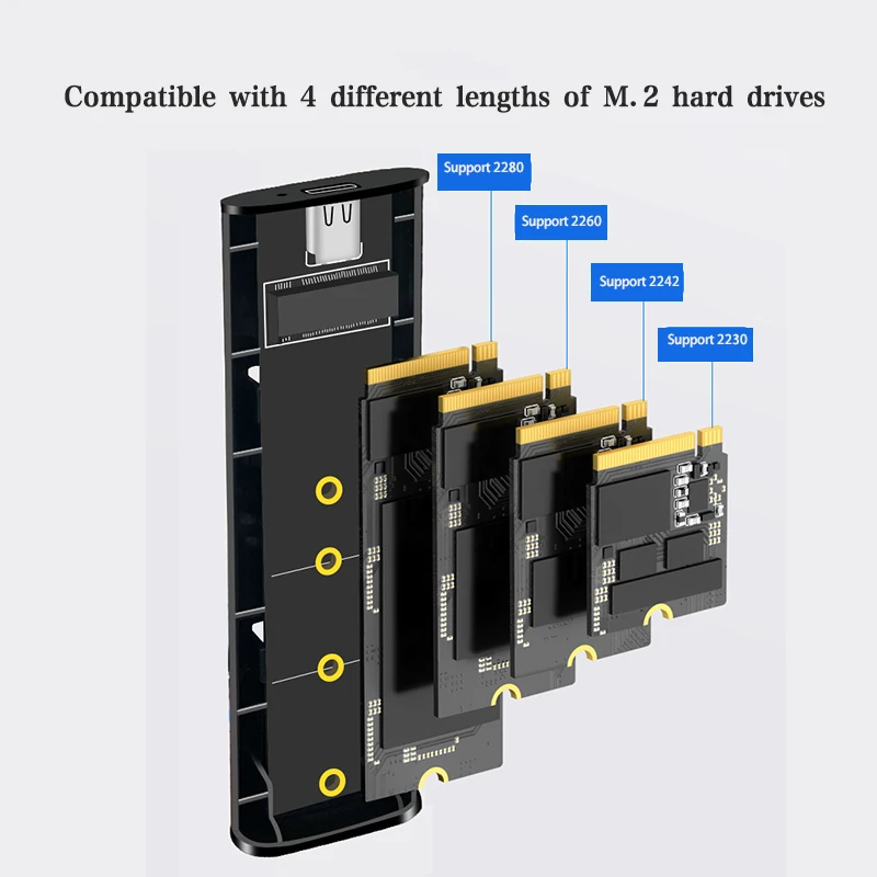 CoolFish SSD Case M.2 Drive Box NVMe/NGFF Dual Protocol External Enclosure Hard Disk Casing Type-C USB3.2Gen2 10Gb