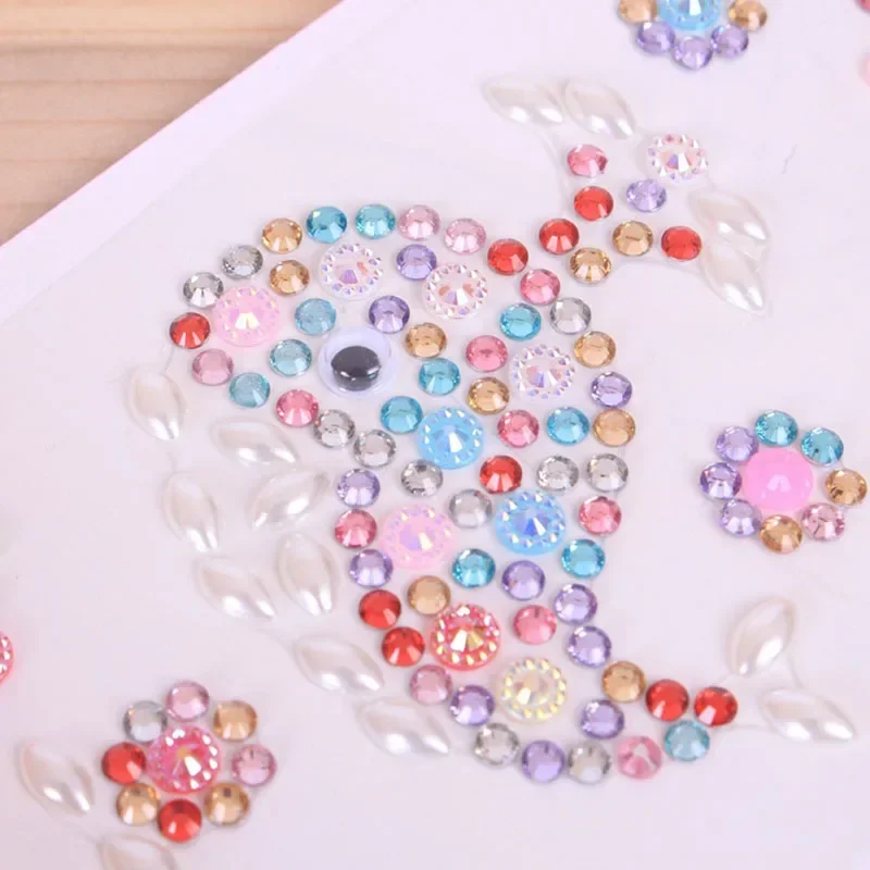 Pegatinas acrílicas de cristal coloridas en forma de ballena para niños, pegatinas creativas hechas a mano con piedras preciosas de diamantes, álbum de recortes