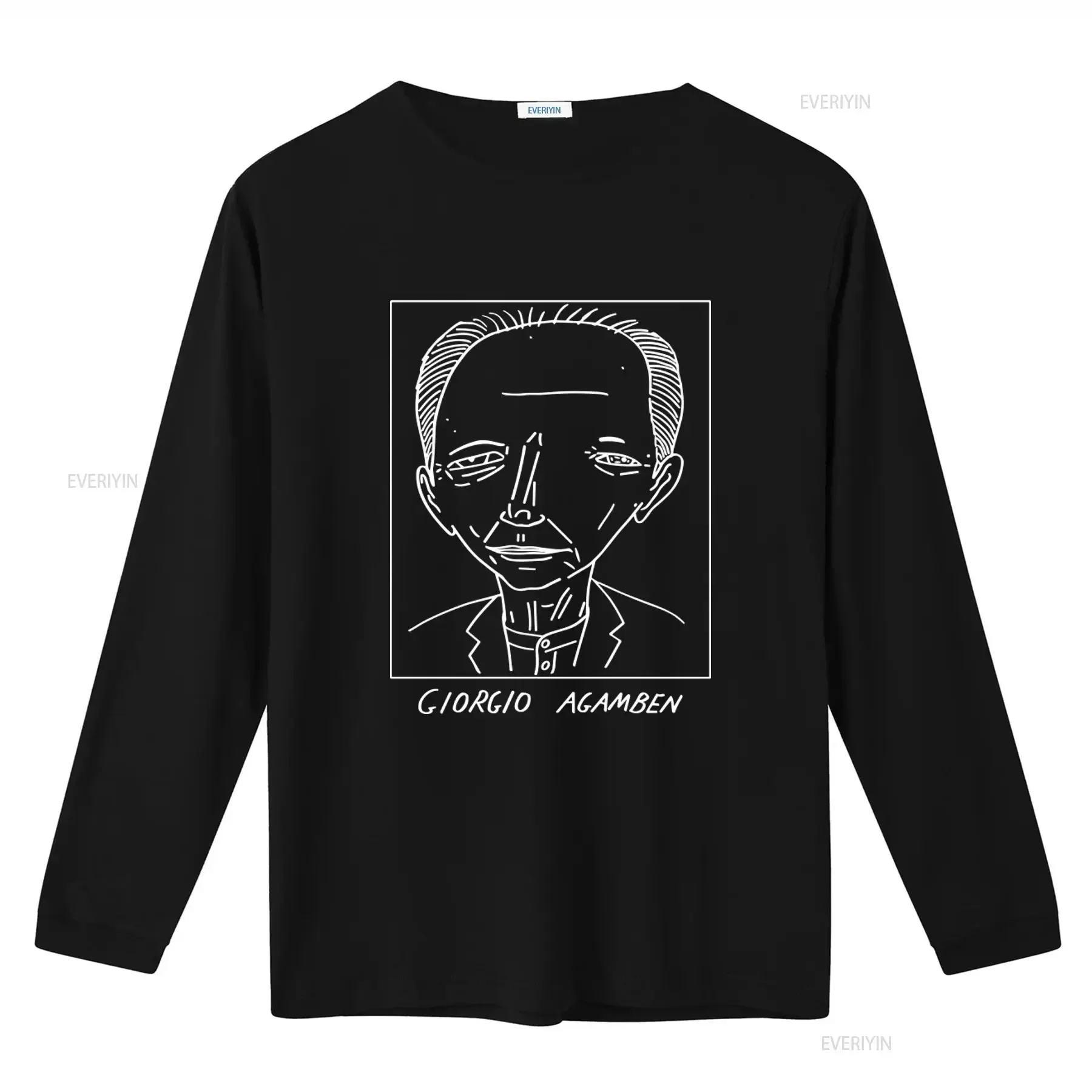Badly Drawn Authors Giorgio Agamben T Shirt with Free Worldwide Delivery vintage Washed Top For Everyday Wear Stylish homme
