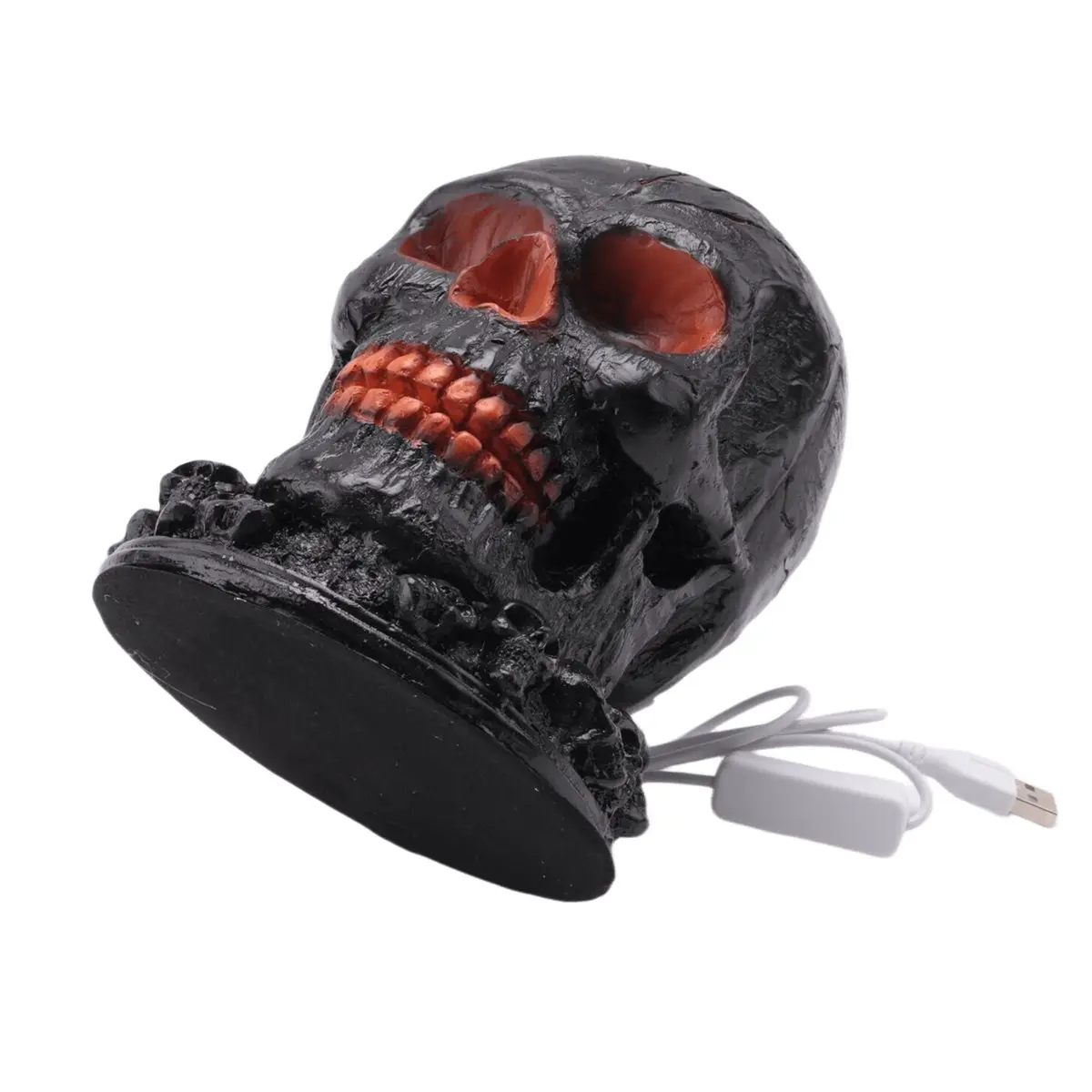 Nices Skull Flame Table Lamp,Halloween Decorative Skull Lamp,Decorative LED Night Light, Resin Craftsmanship, USB Rechargeable