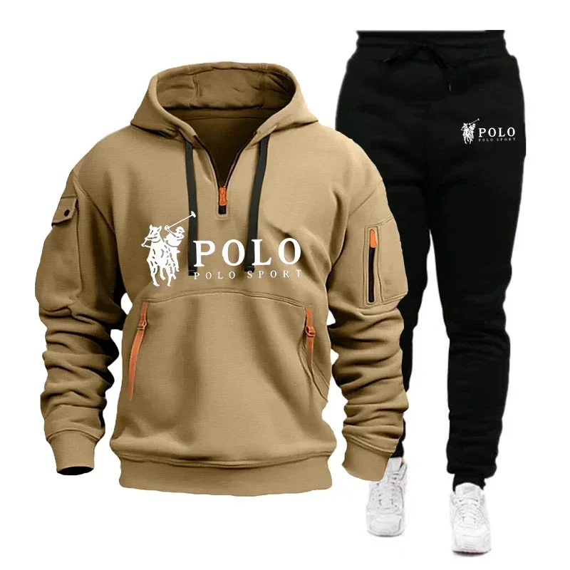 2026 Herbst/Winter Neues Herren-Freizeitset Modisches Outdoor-Wander-Outfit Winddichter Warmer Herren-Hoodie und Hose Zweiteiliges Set – Detail 7