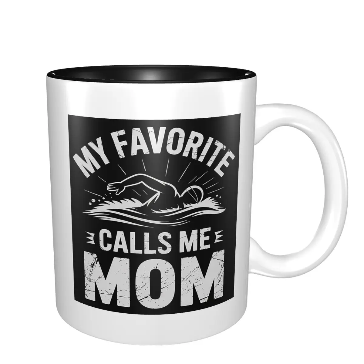 My Favorite Swimmer Calls Me Mom - Vintage Swim Pool Mug  Ceramic Coffee Cups Tea Mugs Milk Cup Drinkware Gifts for Woman Man