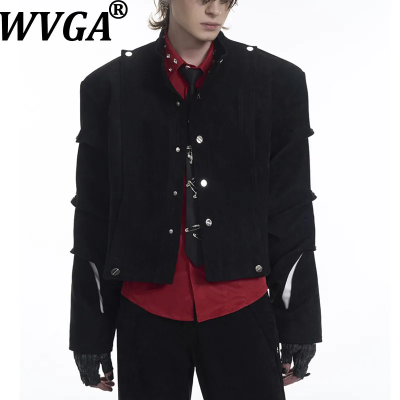 WVGA Spring Autumn New Man Tide Sleeve Ruched Deconstructed Trendy Design Short Jackets Niche Chic Straight Pants Ins Y2K W13102