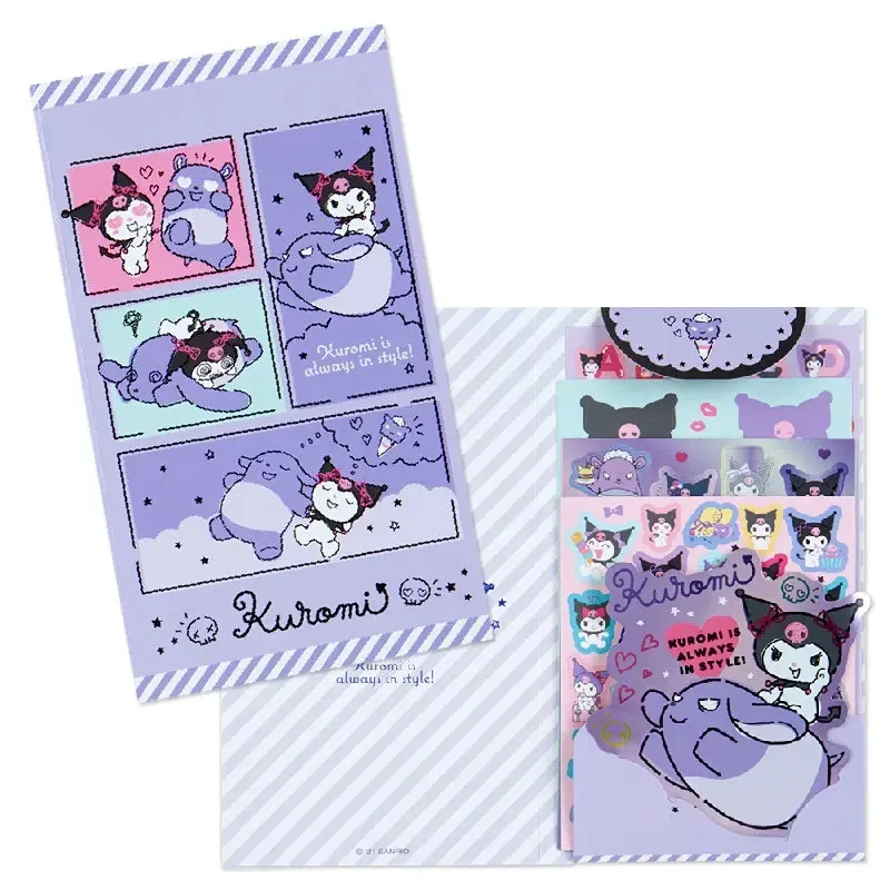 Cute Cartoon Sanrio Kuromi Melody Pachacco Cinnamoroll Hellokitty Pocket Material Kids Gudetama Stickers DIY Gift