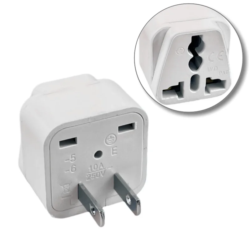 Adaptador de enchufe de EE. UU., adaptador de viaje americano, México, Canadá, AU, Reino Unido, UE a EE. UU., toma de pared, adaptador de toma de corriente CA, convertidor de corriente