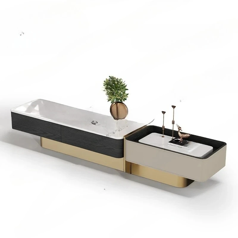 Original Oriental minimalist TV cabinet, natural luxury stone surface light luxury living room floor TV cabinet
