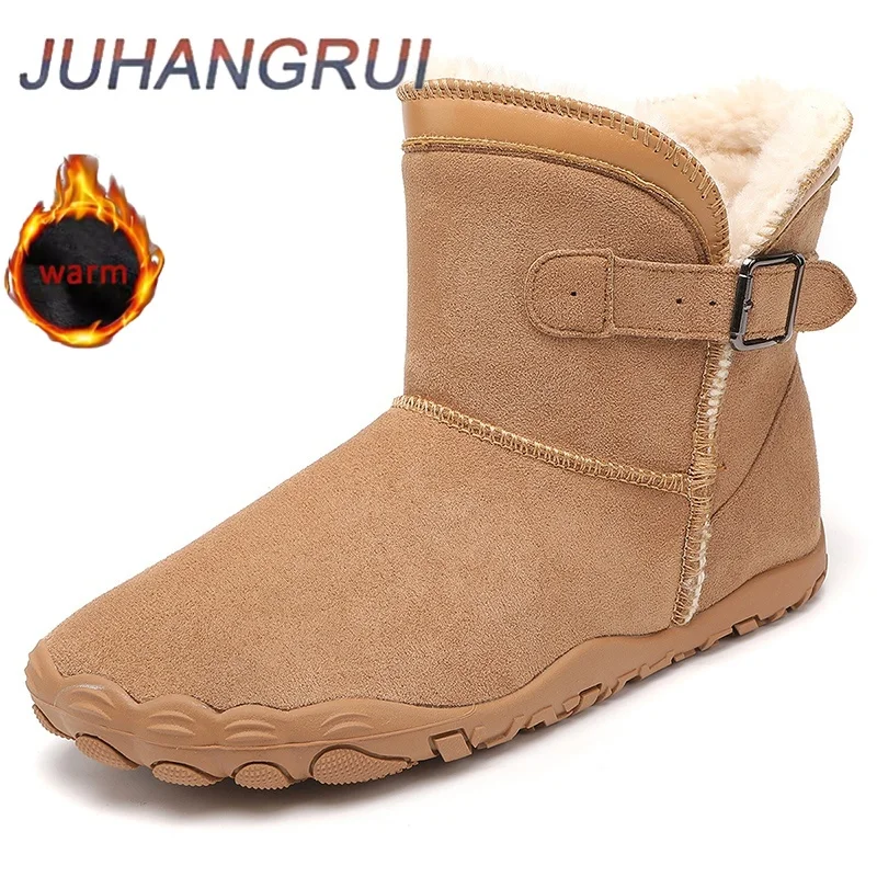 

New Winter Booties Outdoor Waterproof Barefoot Boots For Men Ankle Boots Plush Warm Snow Shoes Non-slip Casual Sneakers Big Size
