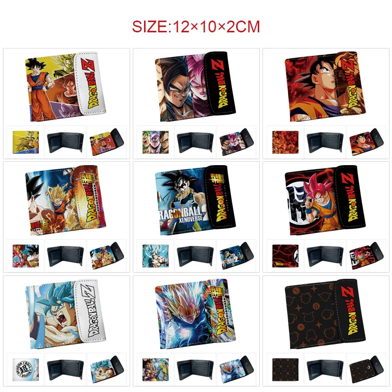 DRAGON BALL Son Goku PU Leather Hidden Buckle Wallet ID Credit Card Holder Money Clip Coin Purse Short Purses Short Purses Gifts