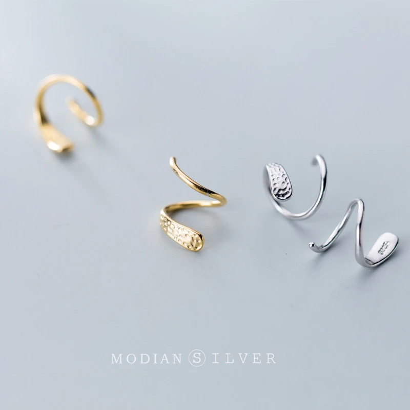 Modian Unique Design Irregular Classic Real 925 Sterling Silver Fashion Gold Color Stud Earrings For Women Silver Fine Jewelry