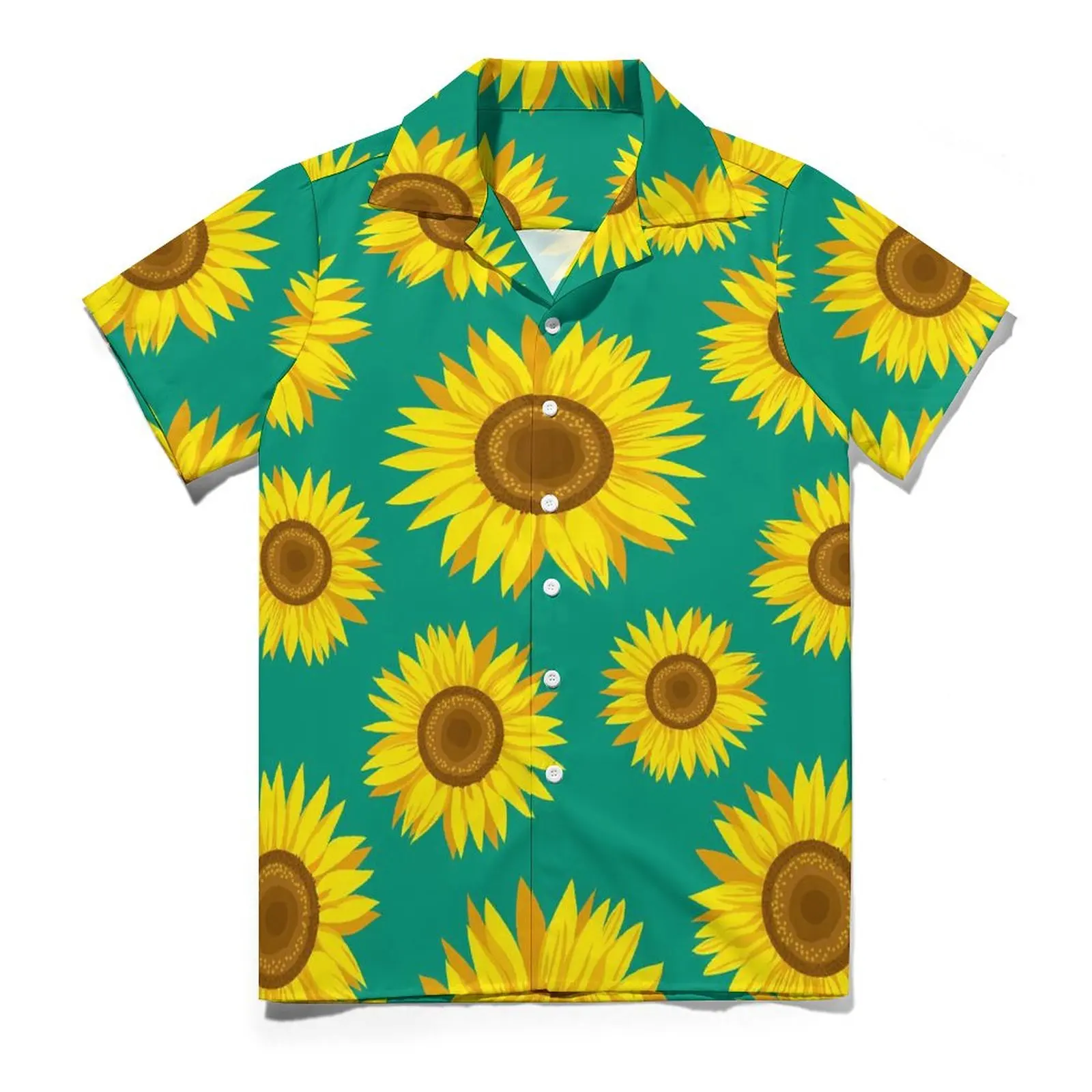 

Sunflower Blossom Beach Shirt Yellow Flowers Print Hawaiian Casual Shirts Mens Trendy Blouses Short Sleeve Harajuku Clothing