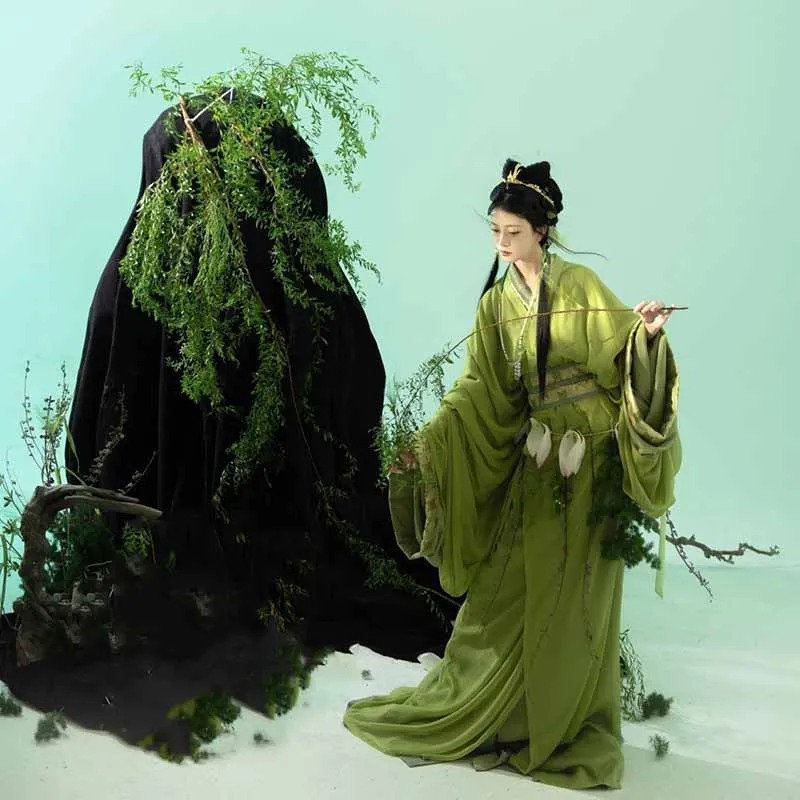 Abito Hanfu Donna Abito tradizionale cinese Hanfu War Robe Carnevale femminile Fata Costume cosplay Abito Hanfu verde Taglie forti