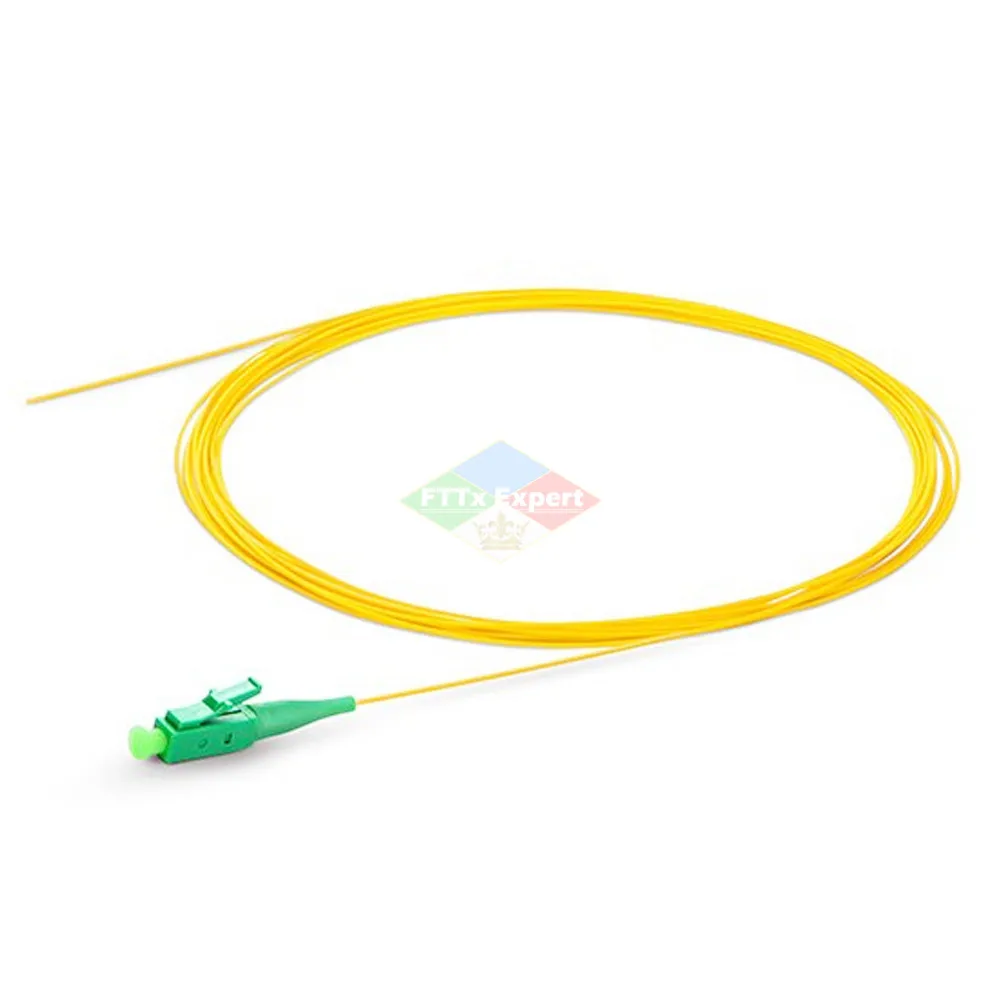 Imagem -04 - Fibra Tranças 0.9 mm sm lc Apc 1.5m Fibra Óptica Pigtail Amarelo Cabo 125um 50 Pcs lc