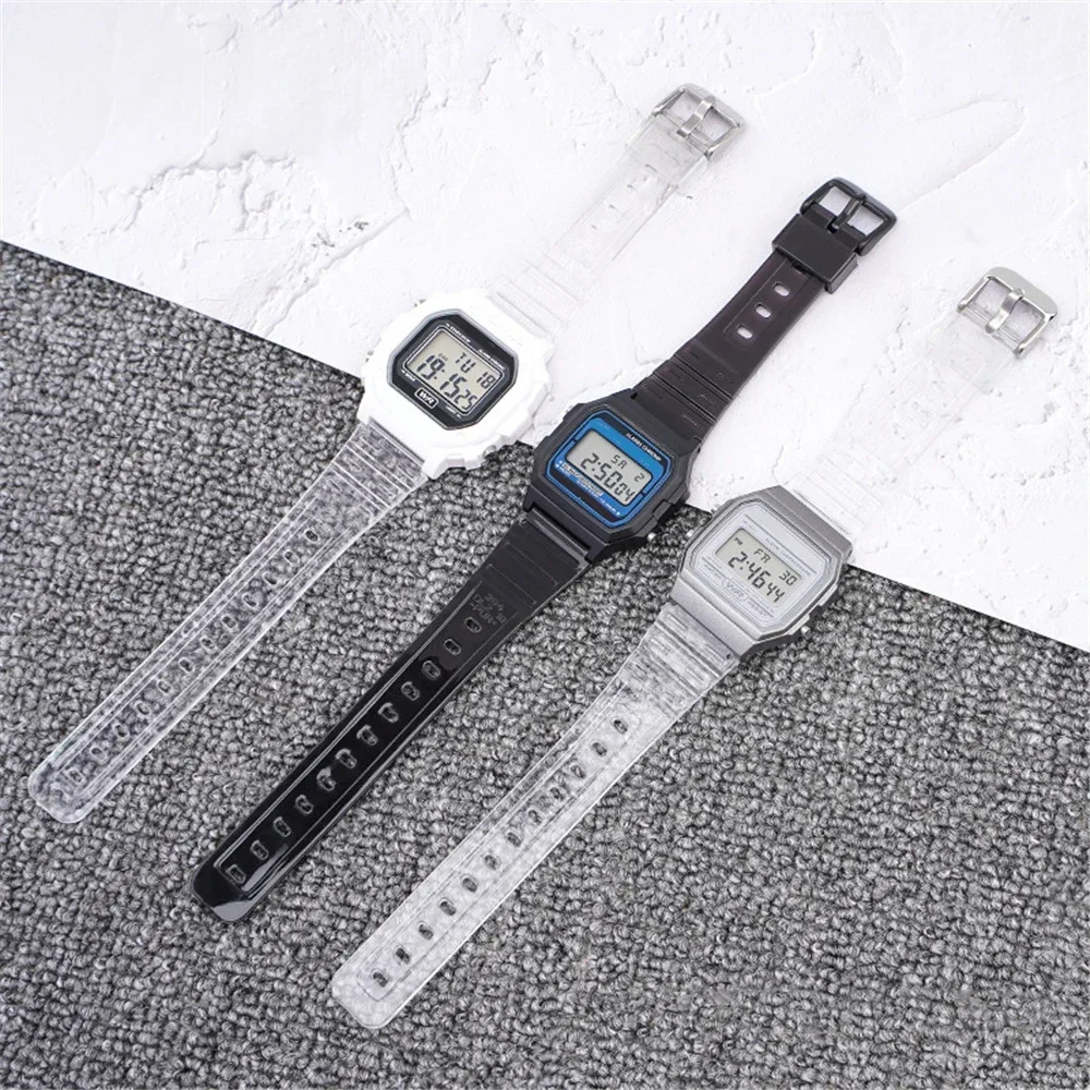 CxdWatch حزام ل كاسيو F91W F-84 F-105/108 A-158/168 AE-1200/1300 شفافة ملونة سيليكون سوار الفرقة اكسسوارات 18 مللي متر #1