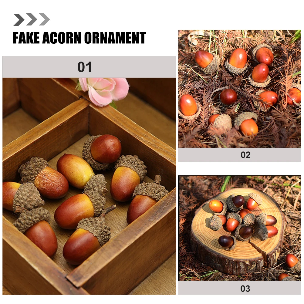 

40 Pcs Acorn Ornaments Faux Decoration Acorns Decorate Baubles Foam Artificial Lifelike