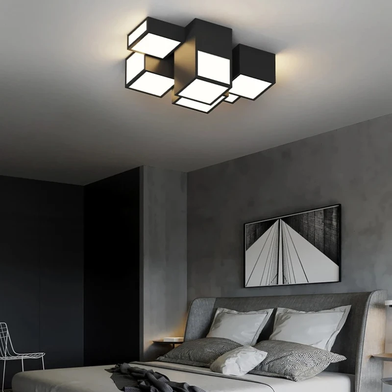 

Simple Winds Block Chandelier Living Room Splice Ceiling Lamps New Dimmable Bedroom Dining Room Rectangle Indoor Decor Lighting