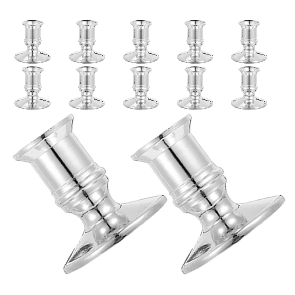 

12pcs Electronic Stand Plastic Candleholder Taper Holder For Party Wedding Home Decor Desktop Pillar Base Indoor Use