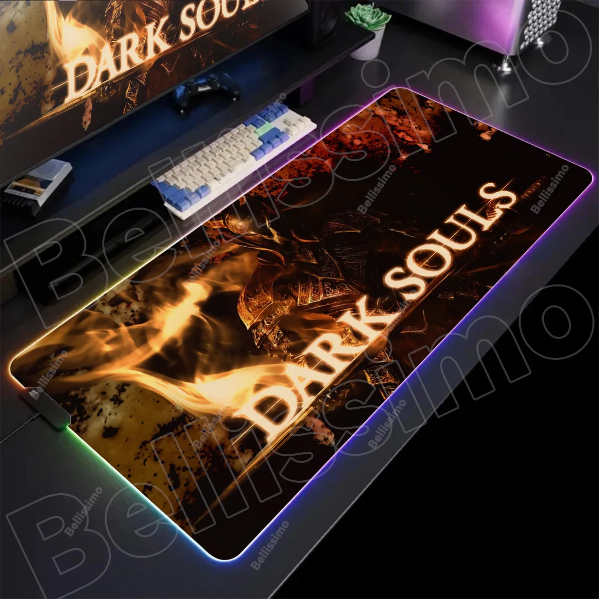 

Классические игры Dark Souls Коврик для мыши RGB Аксессуары для ПК Светодиодный игровой настольный коврик Защитный коврик для стола для киберспорта Неоновый коврик для клавиатуры с подсветкой Carpe