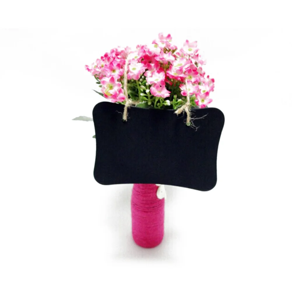 10Pcs Mini Hanging Chalkboards Black Wooden Erasable Board Message Board for Restaurants Shops Kids Crafts Party Favors