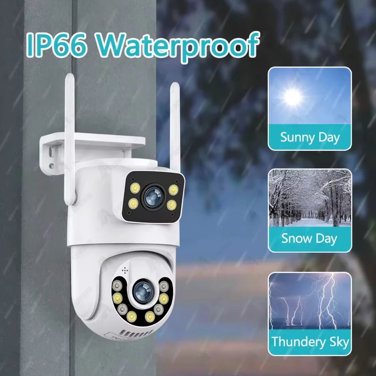 IPC360 Home 4K 8MP Dual Lens Dual Screens Mini Wireless PTZ Camera 2-Way Audio Color Night Vision Outdoor Waterproof Wifi Camera