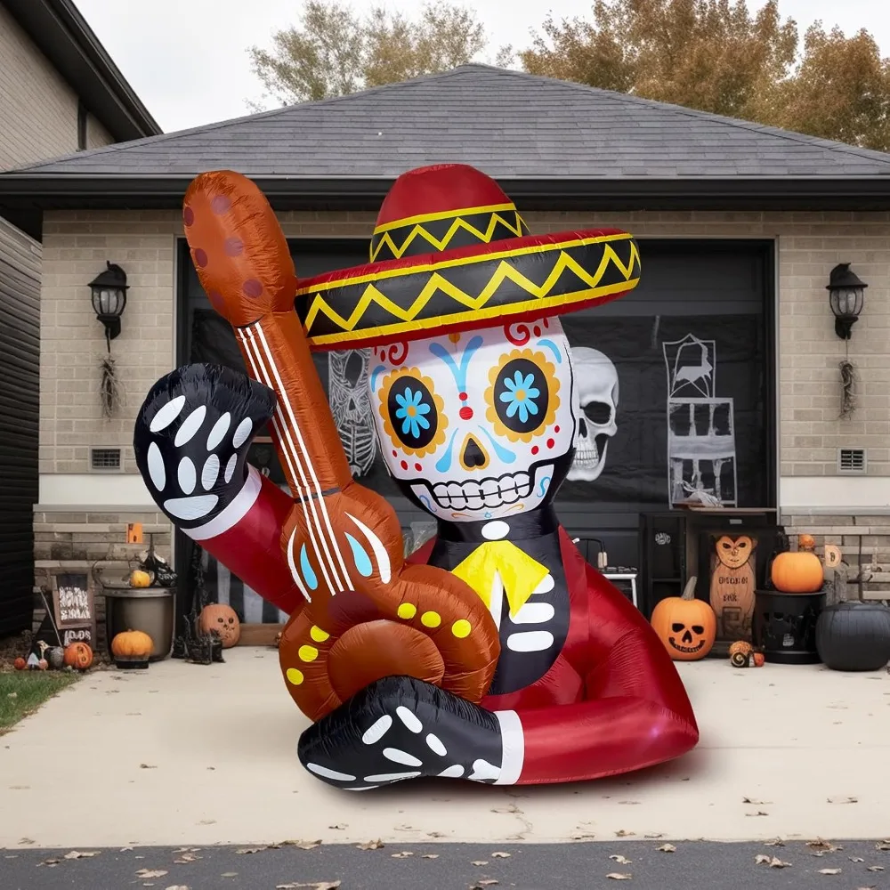 

Halloween Decoration, Halloween Inflatable Skull with Guitar Outdoor Decorations, Blow Up Yard Decor, Halloween Decoration