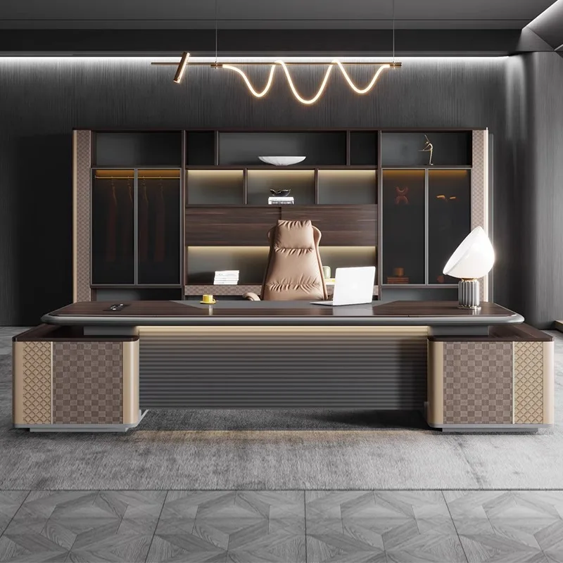 Boss desk office combination, simple and modern president, manager supervisor desk light luxury large desk furniture
