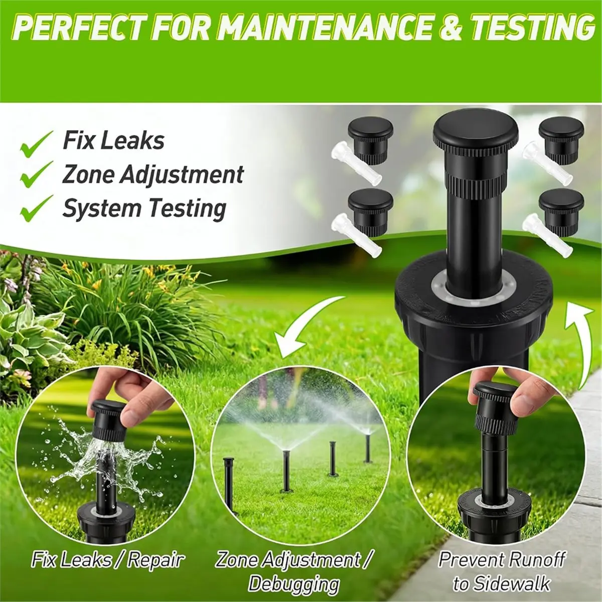5Pack Shut Off Nozzles for Hunter PS Ultra Heads with Sprinkler Shut Off Caps with Pull Up Tool for 1800