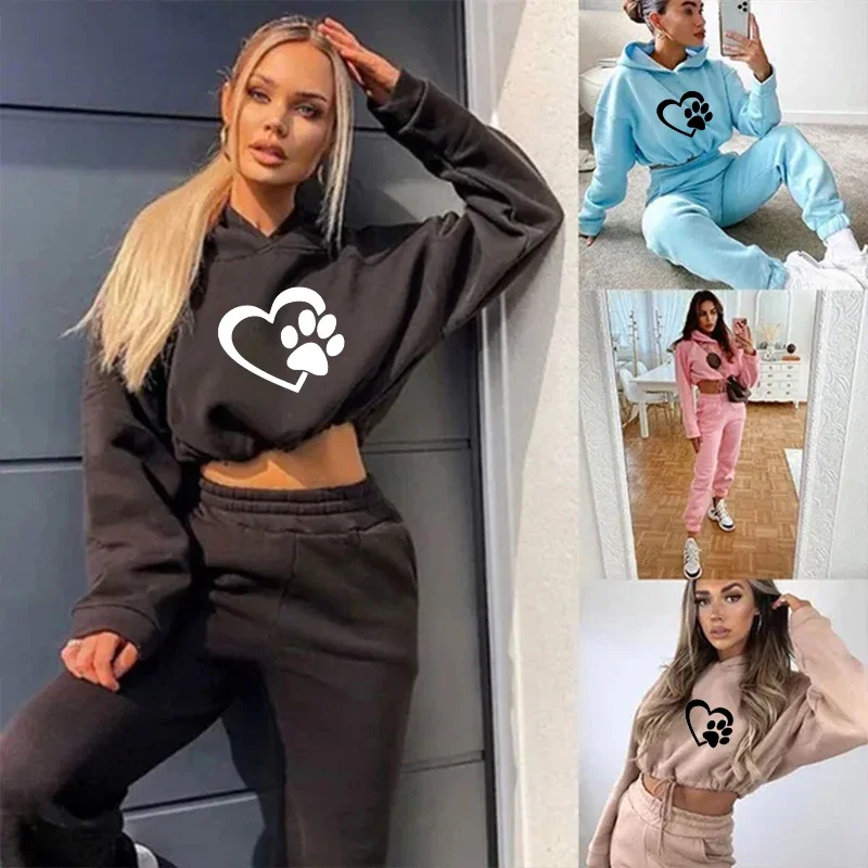 

Daily Women's Tracksuit Hot Sales Casual Drawstring Retract Your Waist Short Top Hooded Two Piece Set for Women Jogging Dressing
