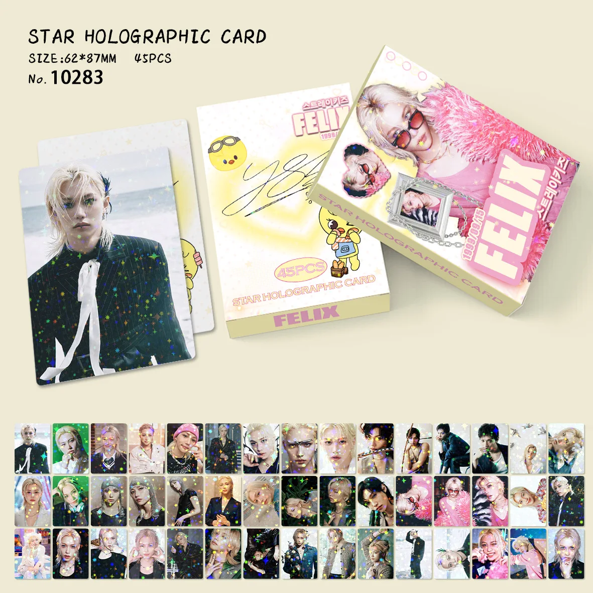 FELIX Kpop BANGCHAN Stray Kids SKZOO Avatar Photocards 45PCS Star Shiny Glitter LOMO Cards Collection Fans Gift