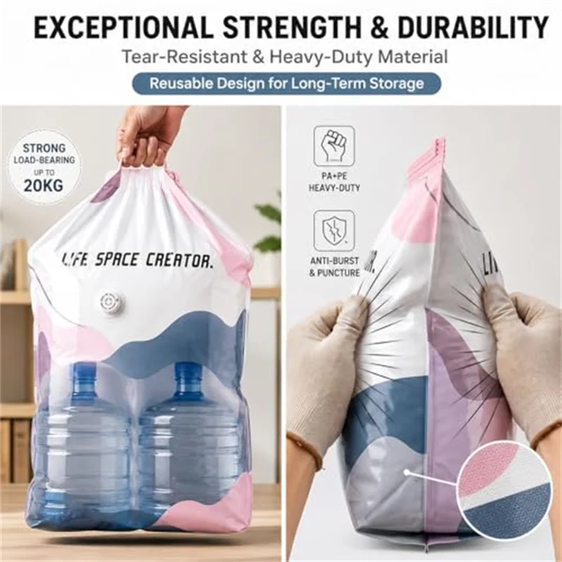 Vakuum-Aufbewahrungsbeutel ohne Pumpe - Große 3D-Vakuum-Kompressionsbeutel für Kleidung, Reisen, Bettdecken, Decken, Bettwäsche – Detail 5