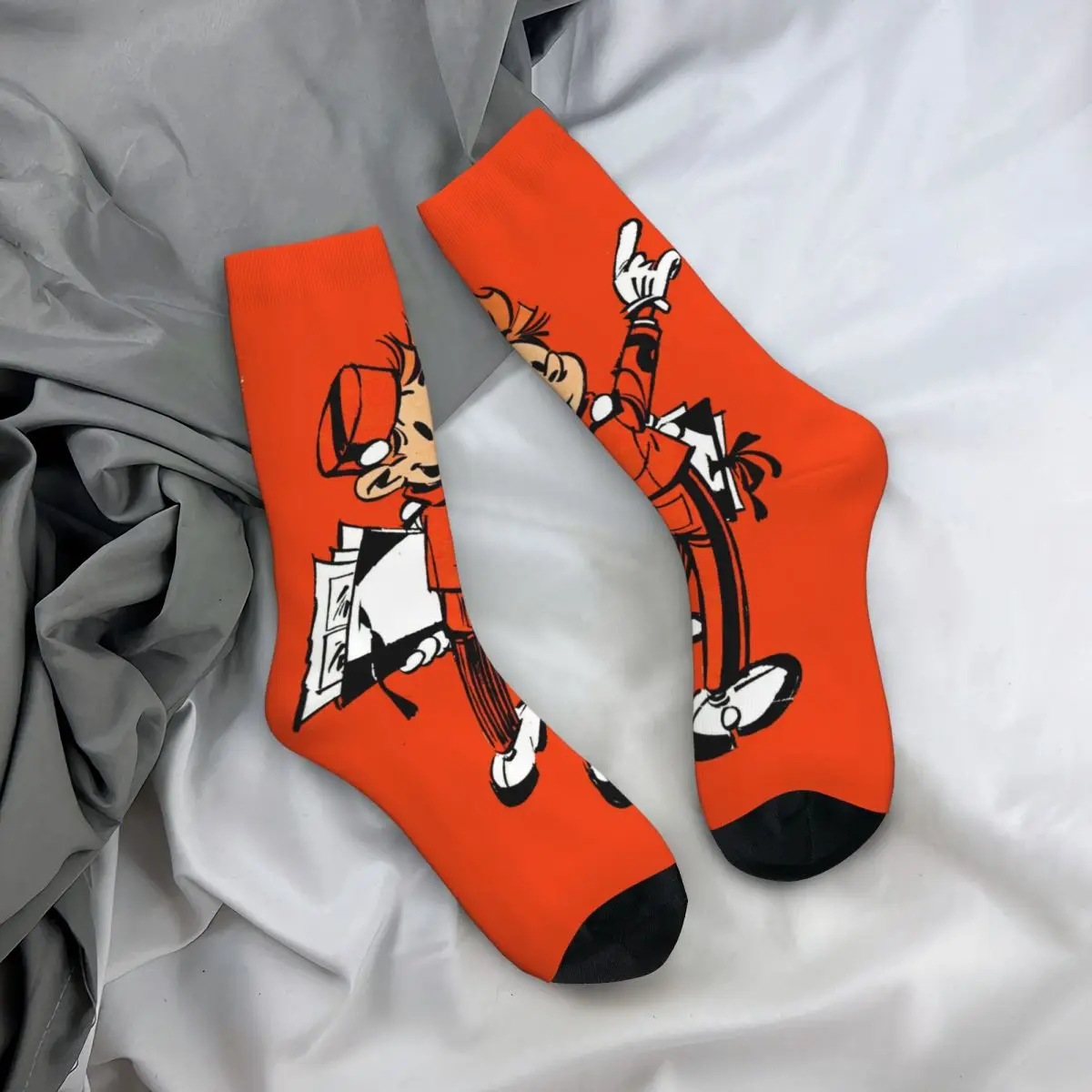 Chaussettes de Compression drôles pour hommes, Hip Hop Harajuku Le Petit Spirou, motif sans couture imprimé, chaussettes d'équipage pour garçons