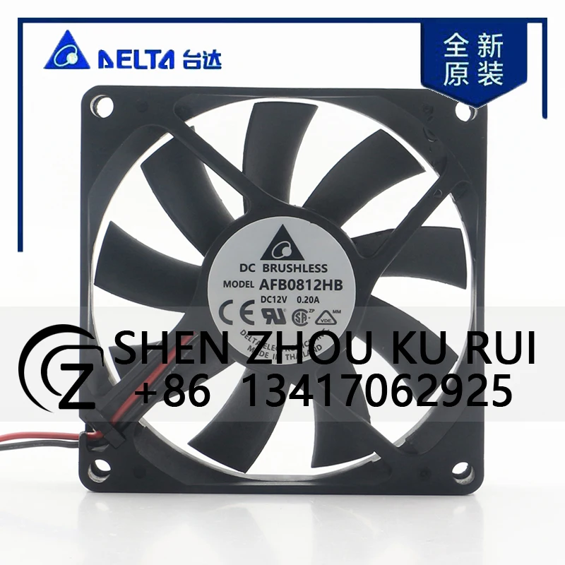 

Delta 24V 48V DC 12V 0.20A AC EC 8010 80X80X10MM 8CM Double Ball Bearing Quiet Ultra-thin Inverter Cabinet AFB0812HB Cooling Fan