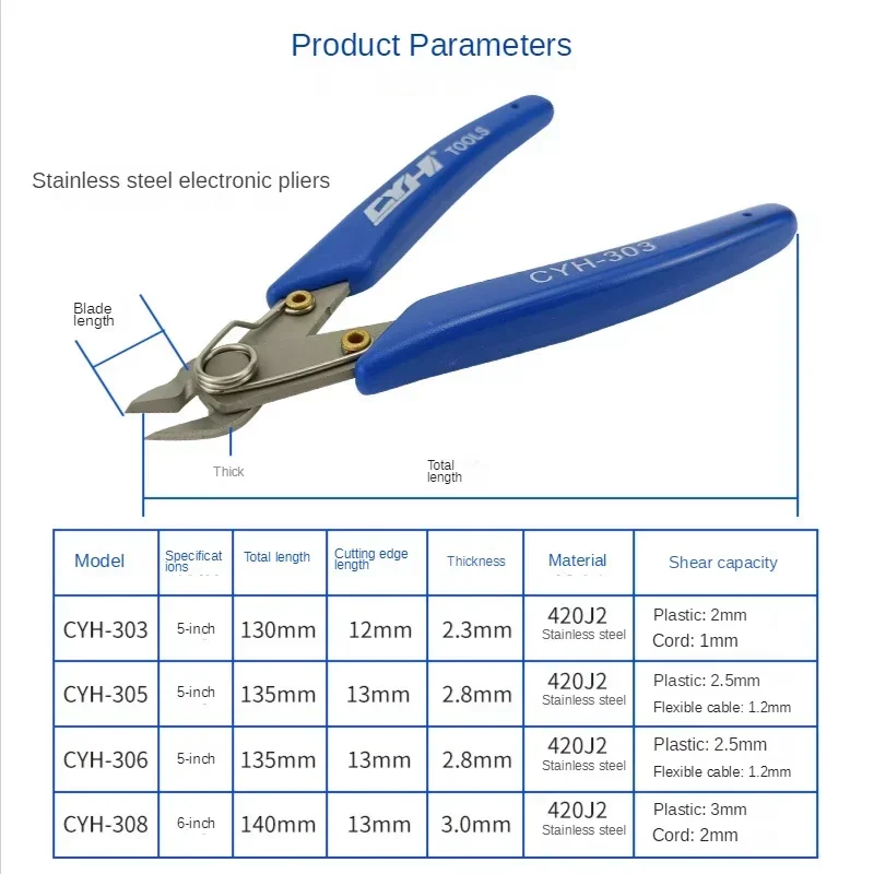 Precision Diagonal Pliers Cutting Pliers for Wire Cable Cutter High Hardness HDR 56-58 Electronic Repair Hand Tools pliers