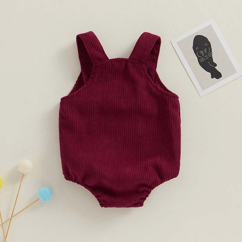 0-24M Toddler Baby Boy Girl Corduroy Romper Solid Overalls Suspender Sleeveless Strap Jumpsuit Newborn Bodysuit Clothes Outfit