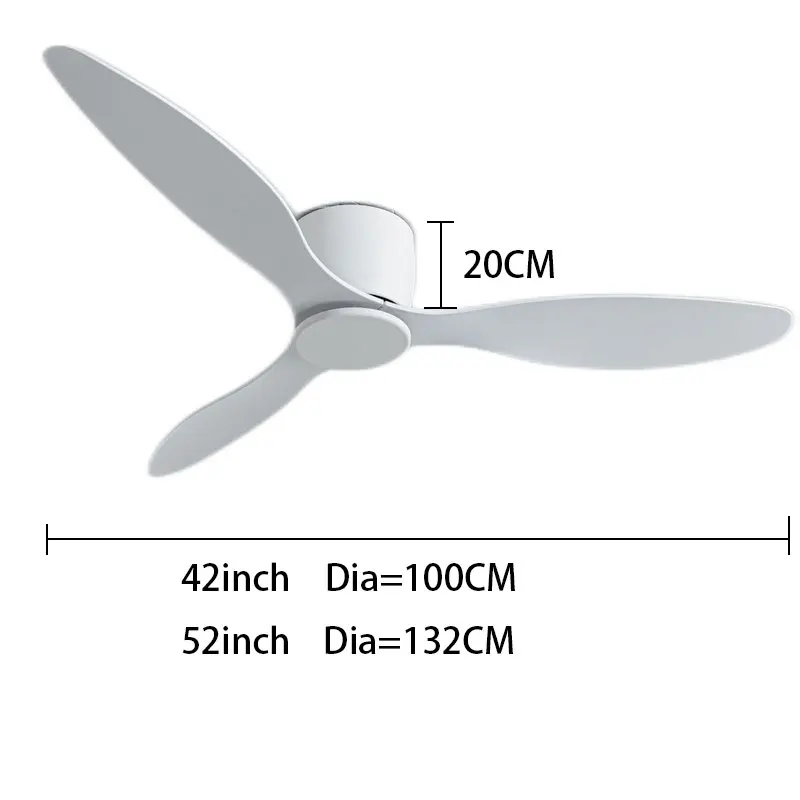 42 52 Inch Ceiling Fan DC Motor 6 Speeds  Remote Control Timing Fans 20CM Low Floor Loft Remote Control Lux&vitae Fan No Lights