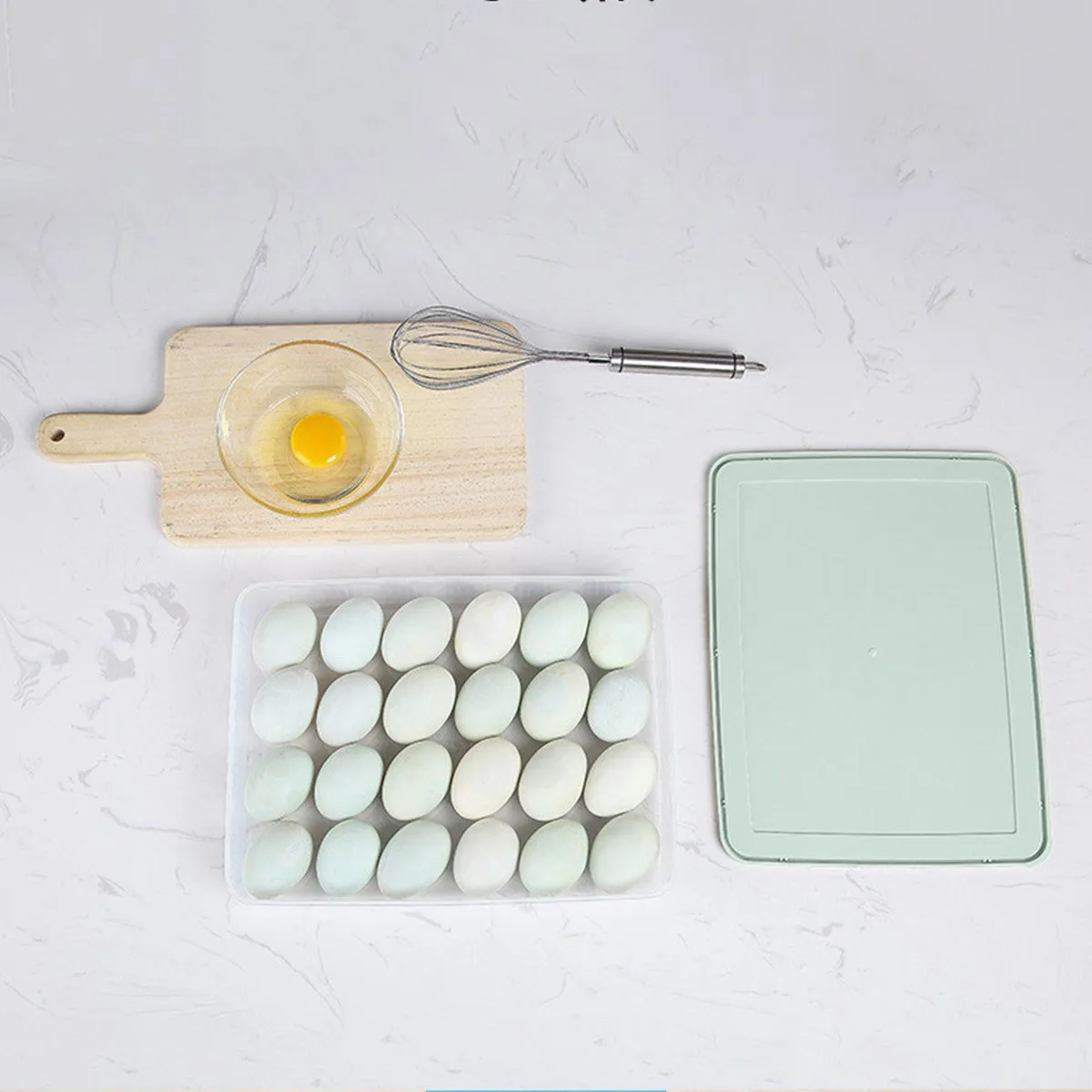 24-Section Clear Plastic Egg Storage Container with Lid – Space-Saving Refrigerator Organizer