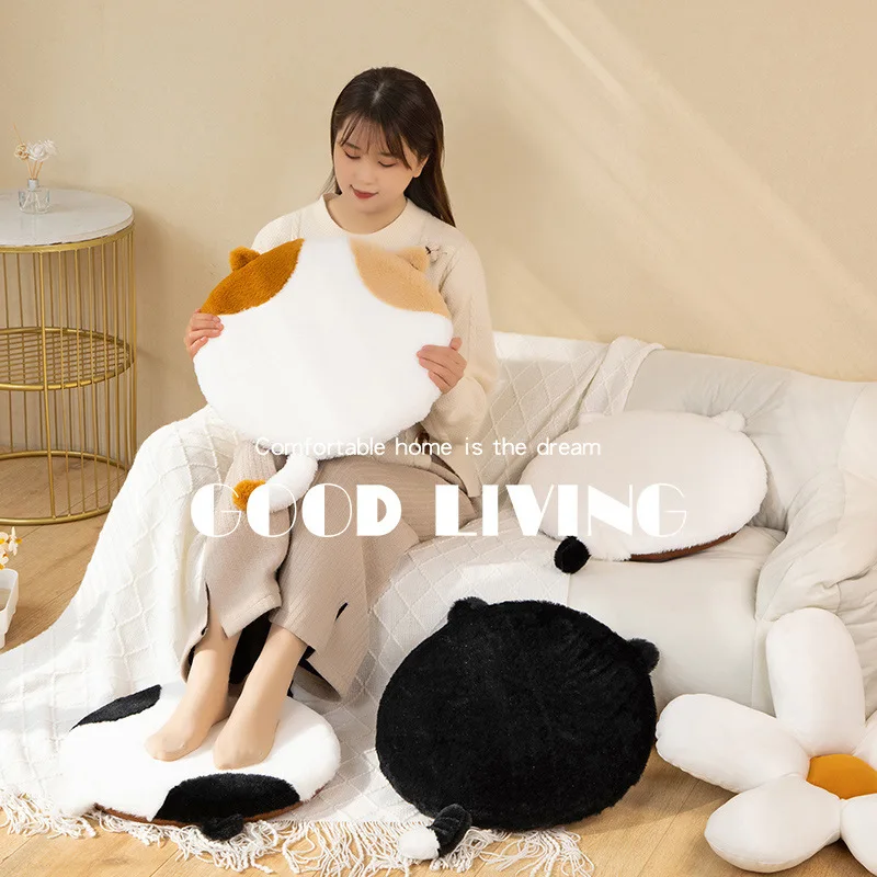 Cartoon Cat Thickened Solid Color Thickened Dining Chair Seat Pad Round Stool Cover 쿠션 Cojines De Lujo Para Sofa De Lujo