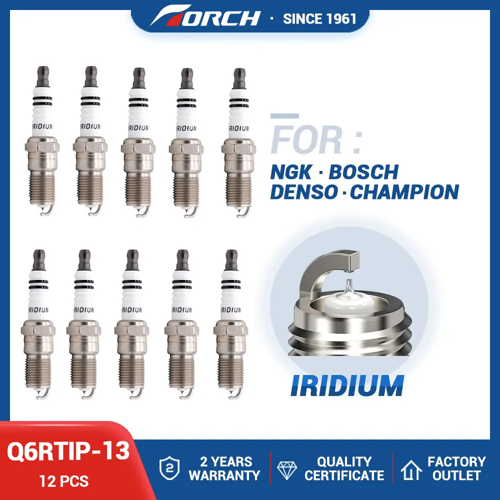 

12PCS Иридиевые платиновые свечи факела Q6RTIP-13 Замена для MAZDA L3Y4-18-110 L813-18-110 FORD 1S7J-12405-EB 1S7J-18344-EB