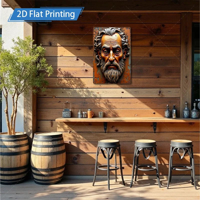 1 ชิ้น 8x12 นิ้วป้ายโลหะสไตล์วินเทจผู้ชายเคราโลหะศิลปะบนกำแพงสำหรับตกแต่งบ้านชนบท