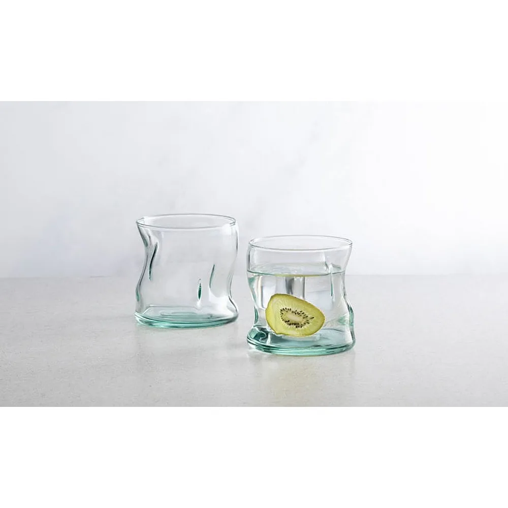 Clear Green Glass 11.5 oz Drinking Glasses Set of 2 Modern Tumbler Cups for Water Juice Beer Barware Home Kitchen Dining - view 3